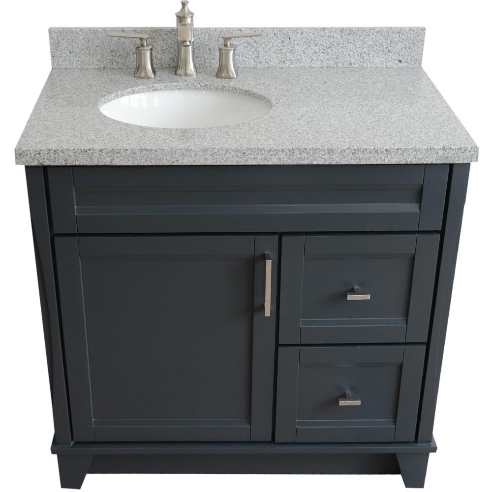 Single sink vanity in Dark Gray with Gray granite and Left door/Left sink. Picture 14