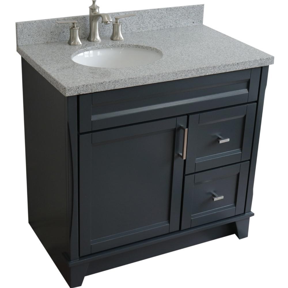 Single sink vanity in Dark Gray with Gray granite and Left door/Left sink. Picture 15