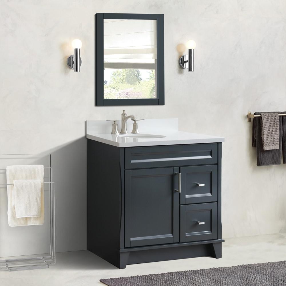 Single sink vanity in Dark Gray with White quartz and Left door/Left sink. Picture 2