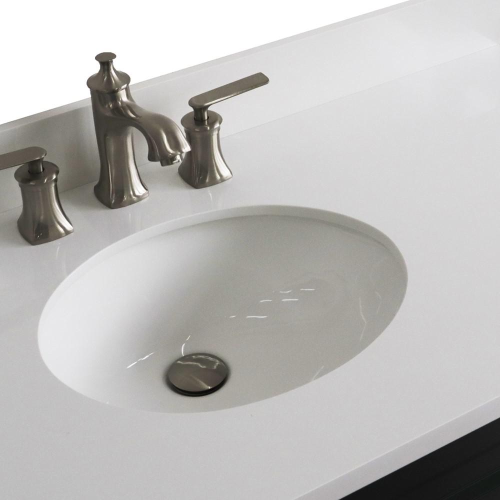 Single sink vanity in Dark Gray with White quartz and Left door/Left sink. Picture 12