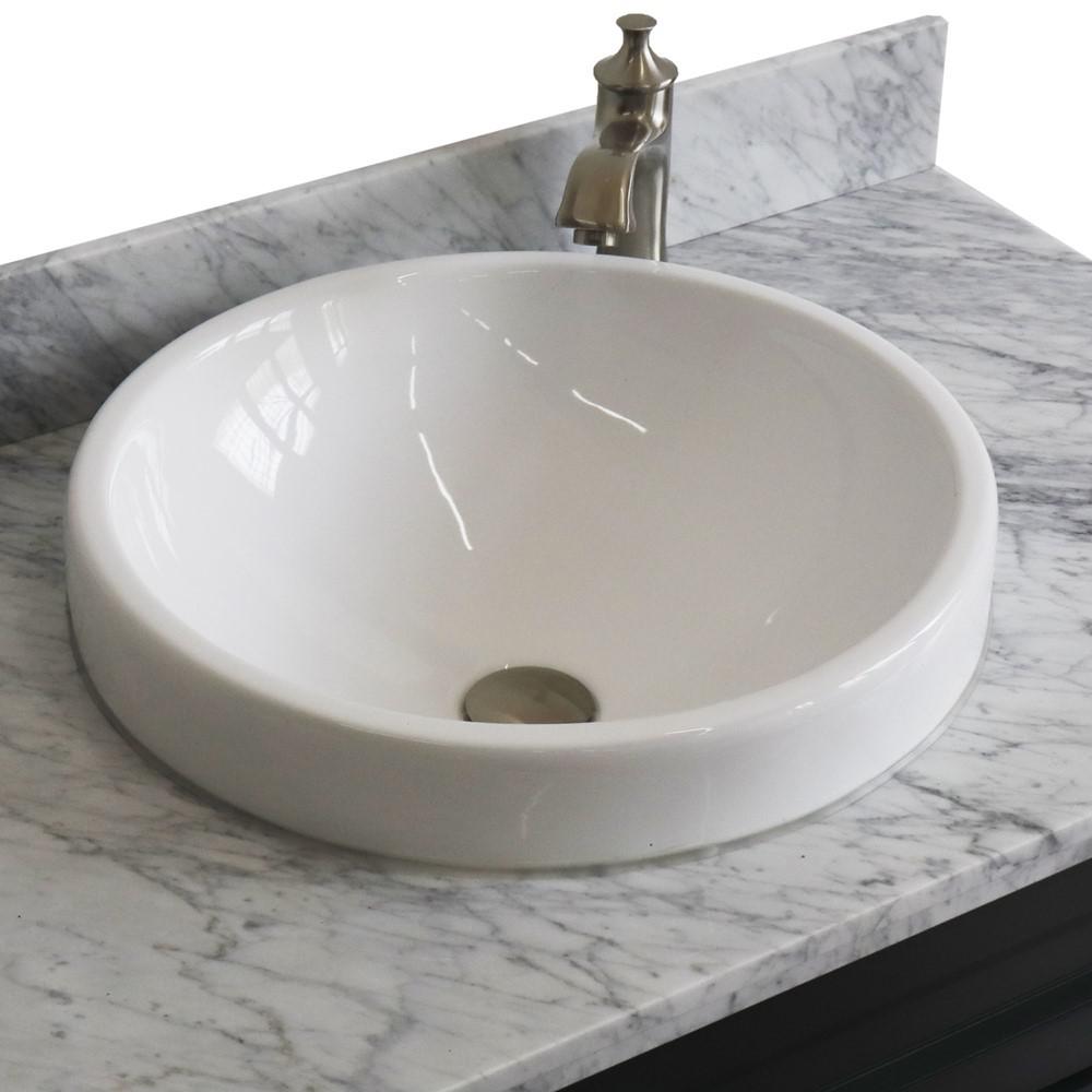 Single sink vanity in Dark Gray with White Carrara marble and door/Round sink. Picture 8