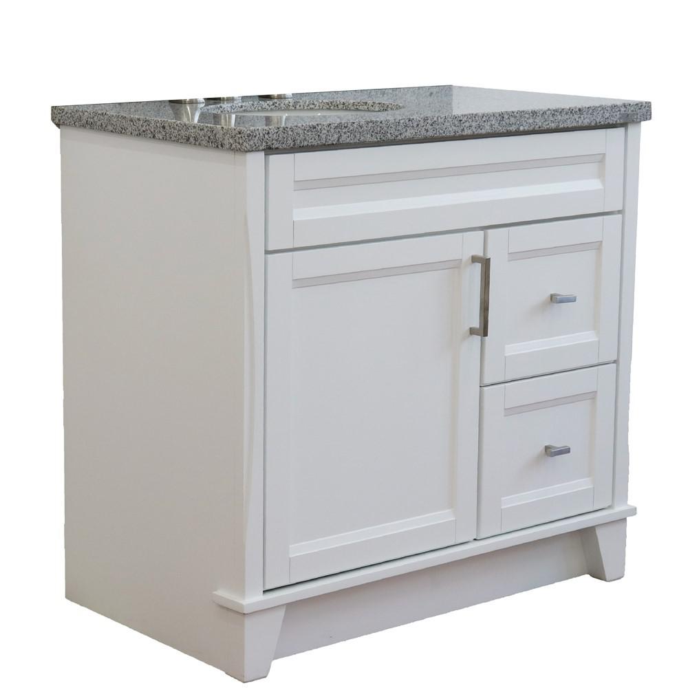37 Single sink vanity in White finish with Gray granite and Left door/Left sink. Picture 7