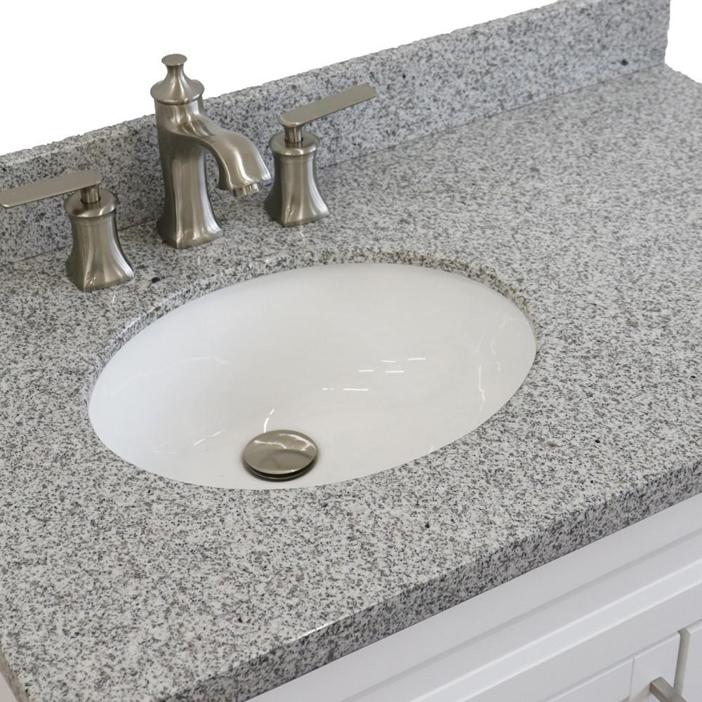 37 Single sink vanity in White finish with Gray granite and Left door/Left sink. Picture 10
