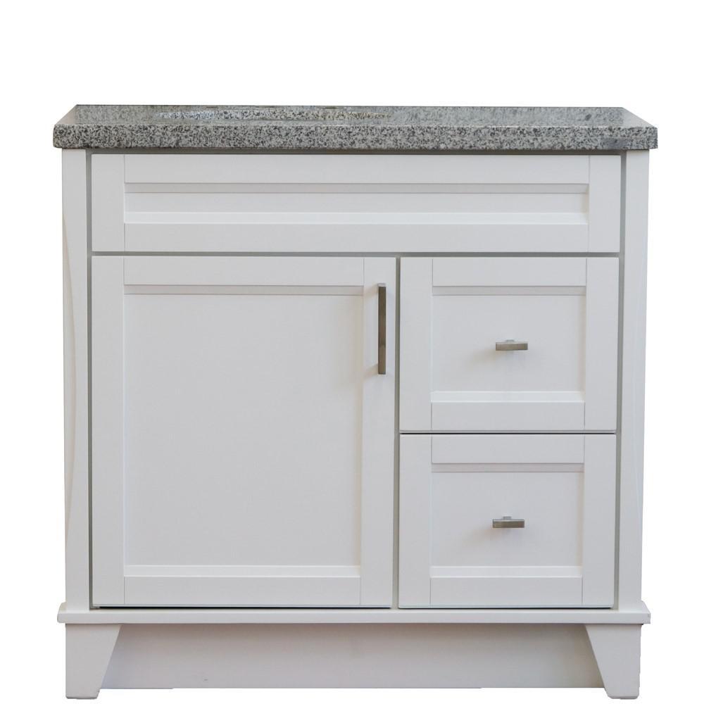 37 Single sink vanity in White finish with Gray granite and Left door/Left sink. Picture 14