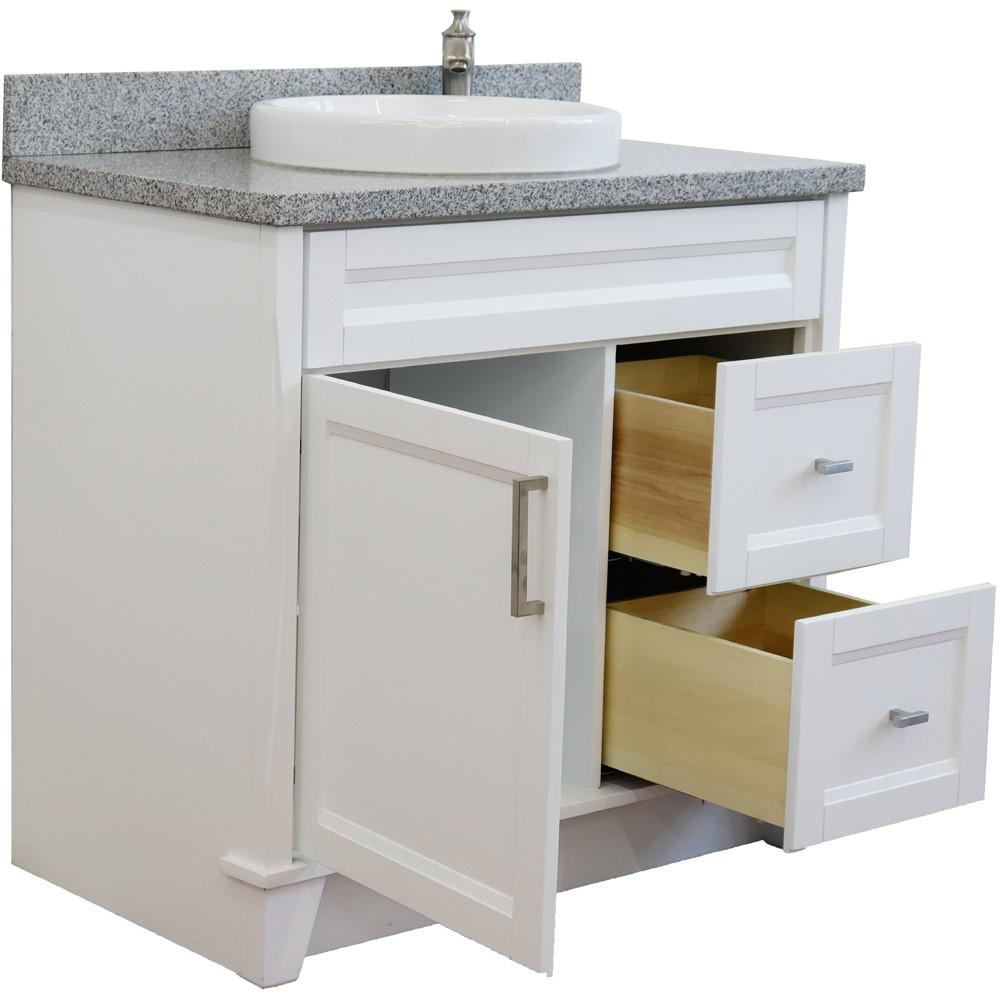 Single sink vanity in White with Gray granite and door/Round sink. Picture 6