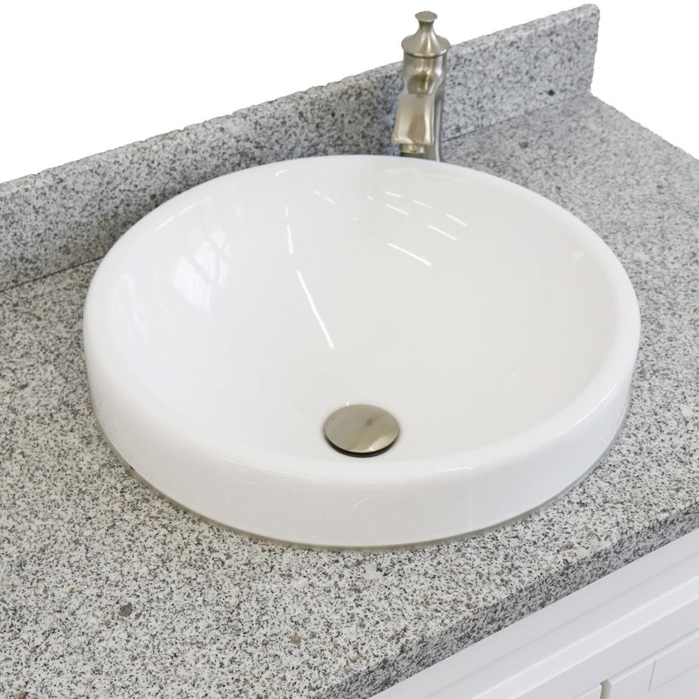 Single sink vanity in White with Gray granite and door/Round sink. Picture 8