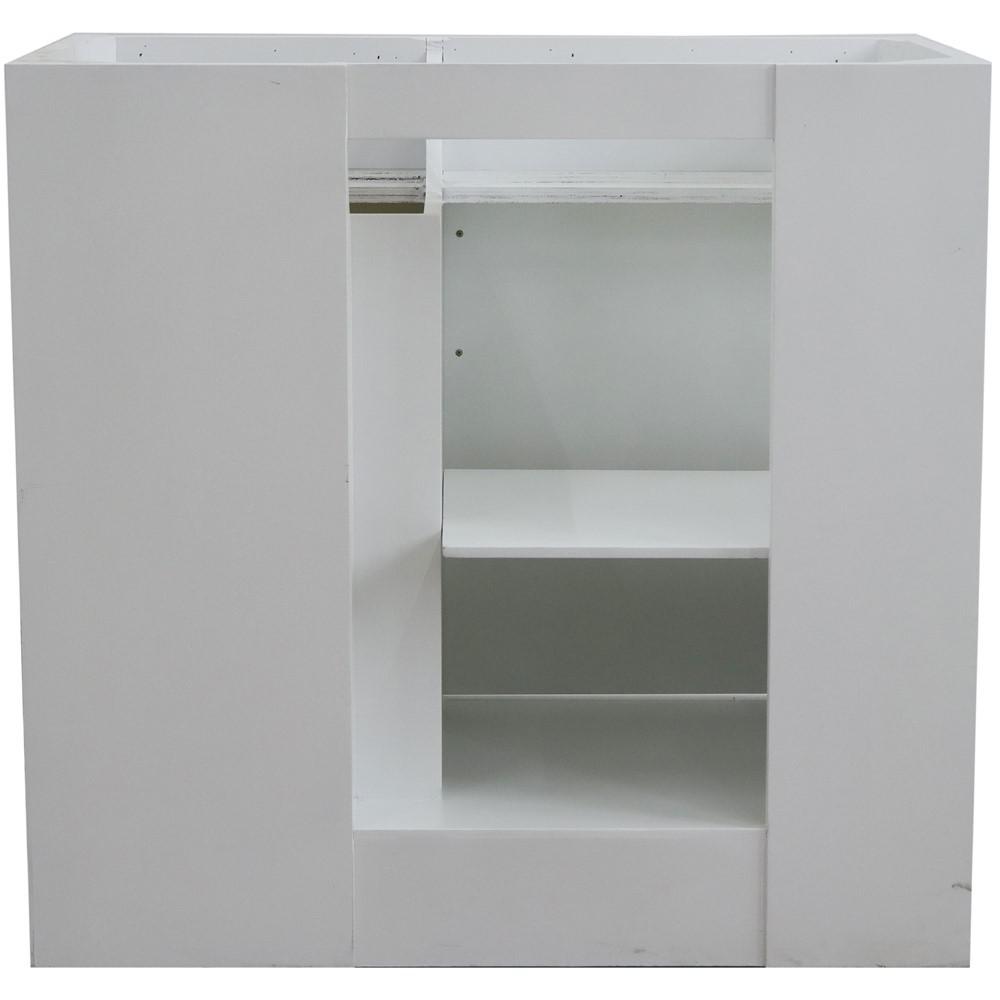 Single sink vanity in White with White quartz and Left door/Center sink. Picture 10