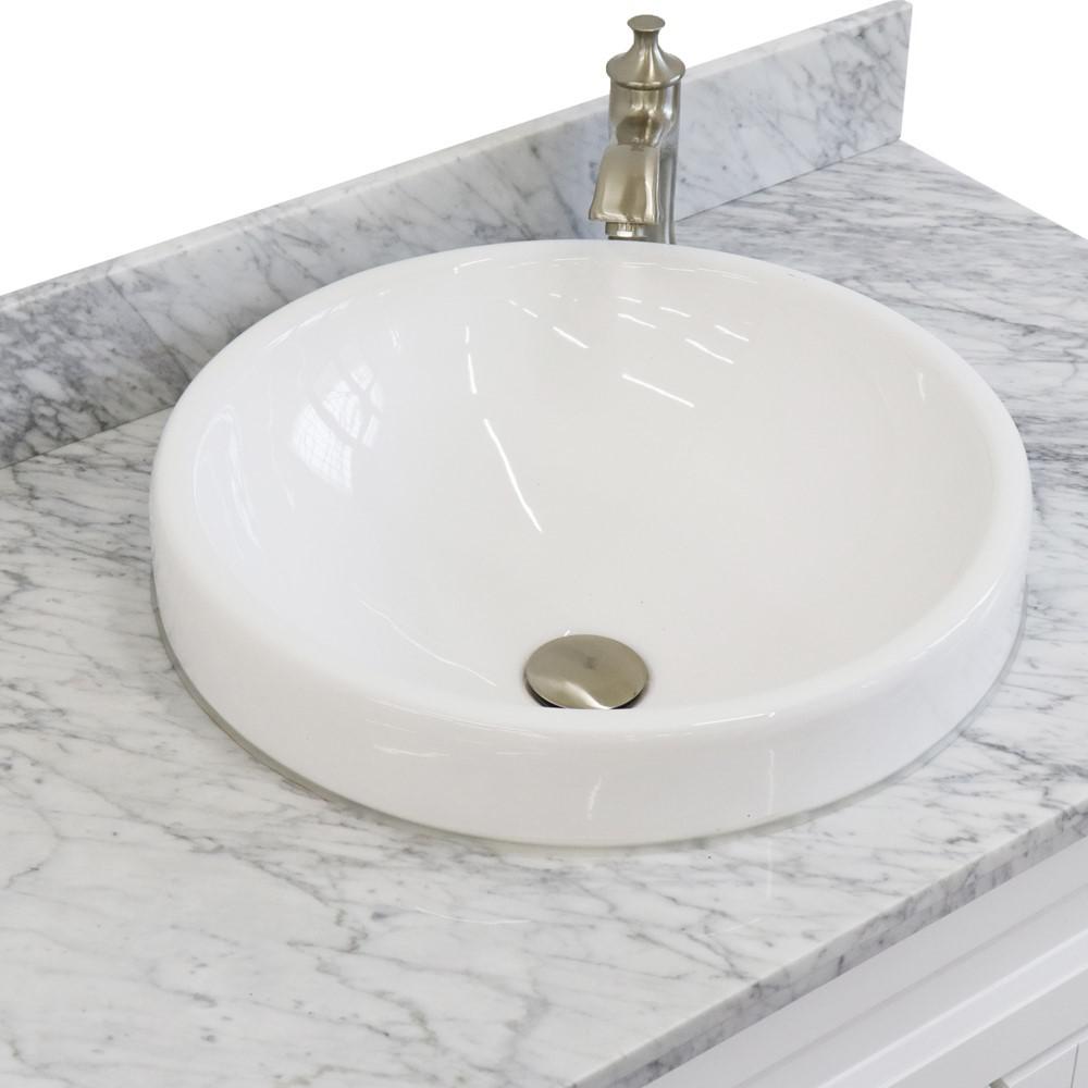 Single sink vanity in White with White Carrara marble and door/Round sink. Picture 9