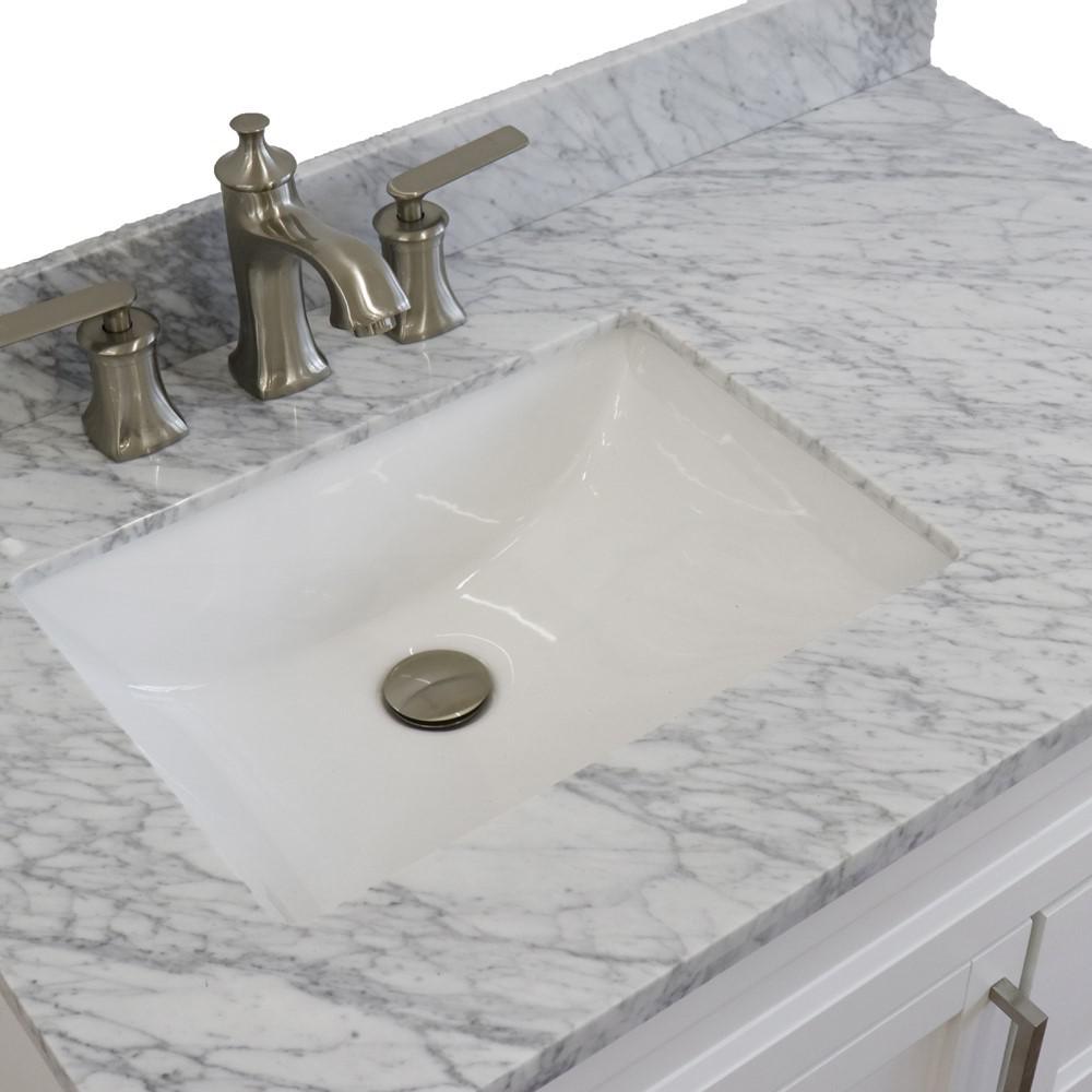 Single sink vanity in White with White Carrara marble and door/sink. Picture 11