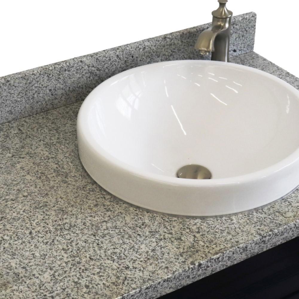 Single sink vanity in Blue with Gray granite and LEFT round sink. Picture 6
