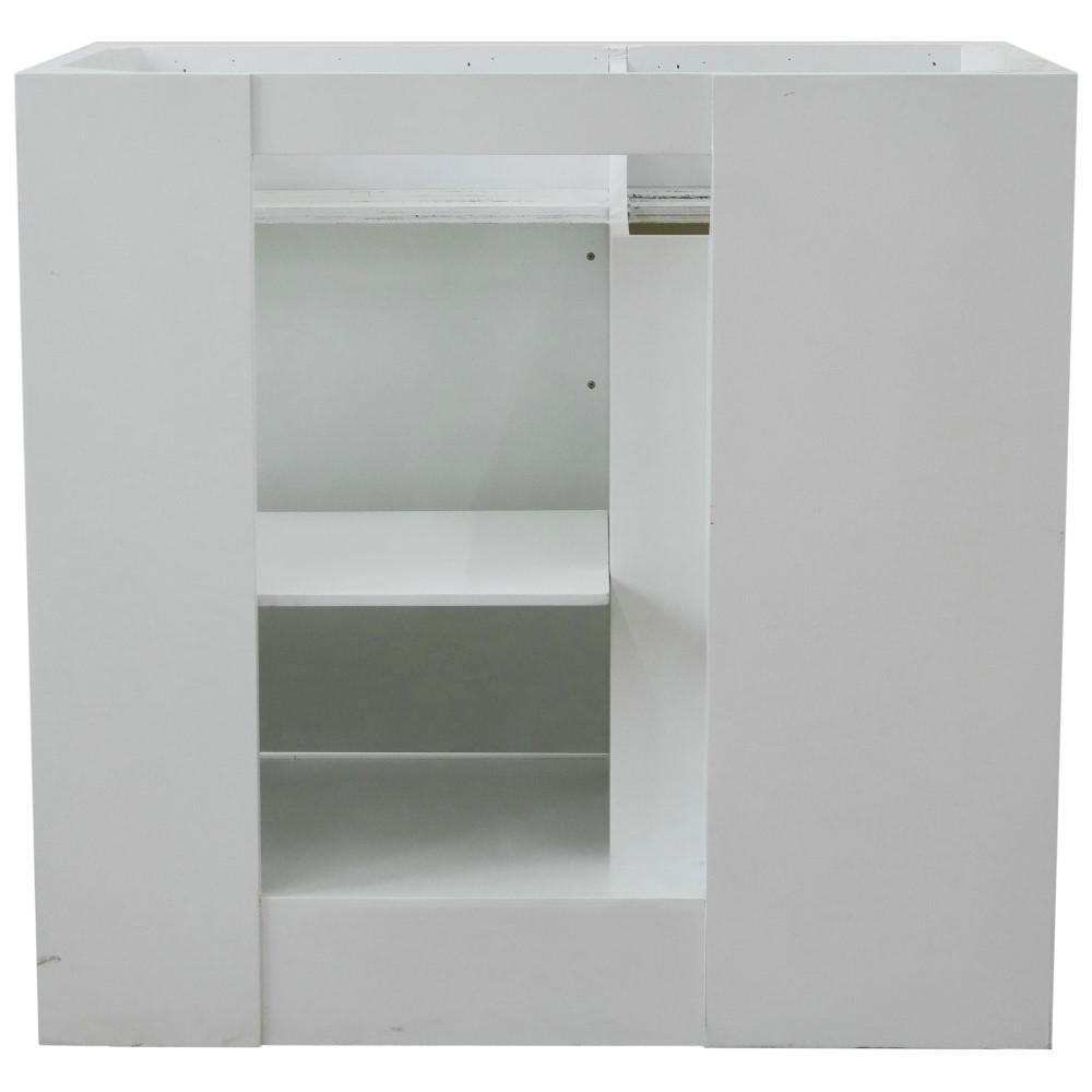 Single sink vanity in White with White quartz and CENTER rectangle sink. Picture 12