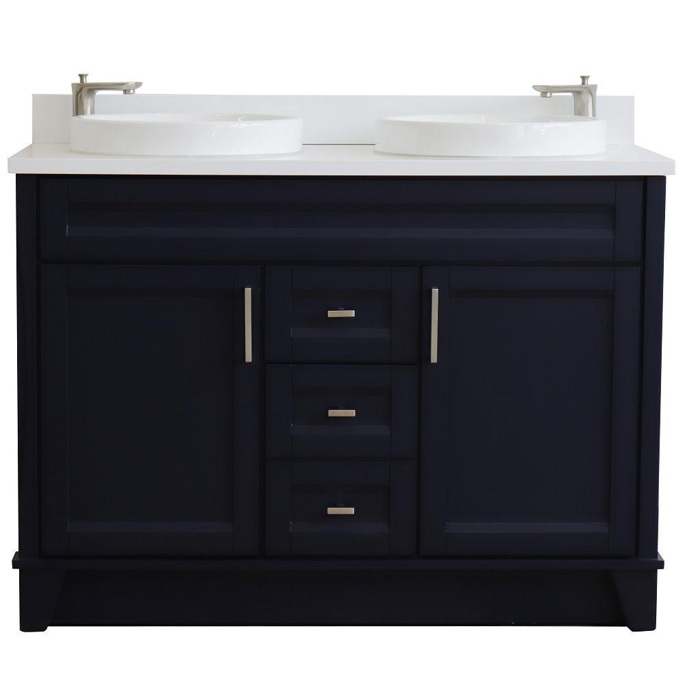 49 Double sink vanity in Blue finish with White quartz and rectangle sink. Picture 18