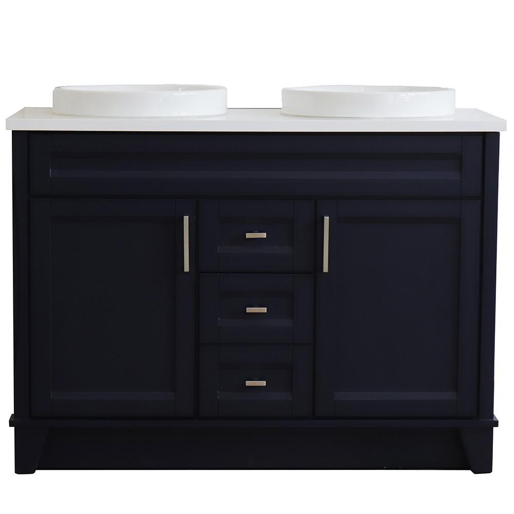 49 Double sink vanity in Blue finish with White quartz and rectangle sink. Picture 24