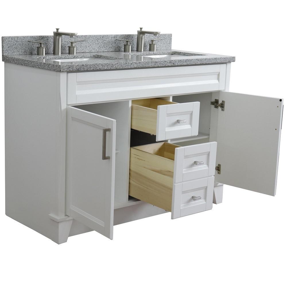 49 Double sink vanity in White finish with Gray granite and rectangle sink. Picture 7