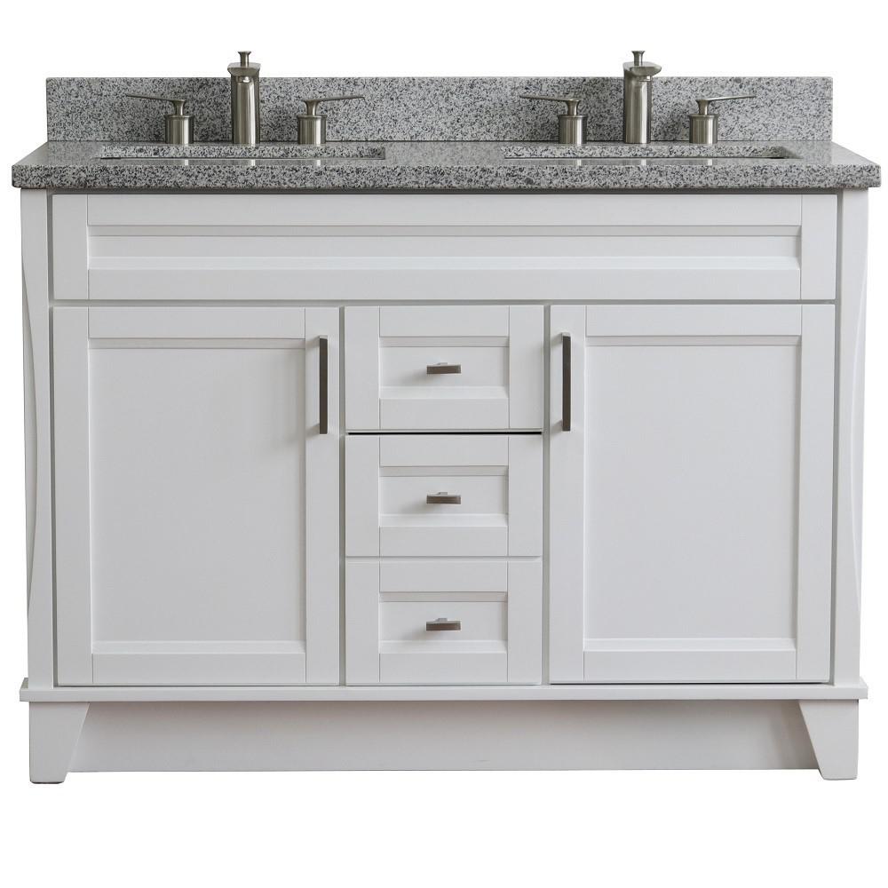 49 Double sink vanity in White finish with Gray granite and rectangle sink. Picture 8