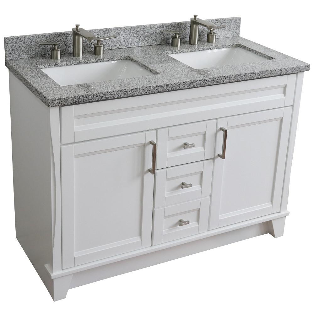 49 Double sink vanity in White finish with Gray granite and rectangle sink. Picture 11