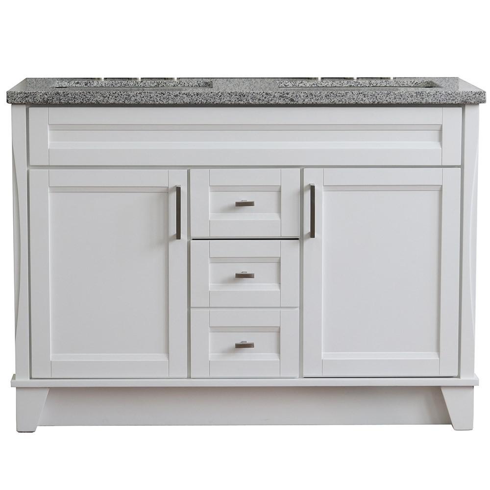49 Double sink vanity in White finish with Gray granite and rectangle sink. Picture 14