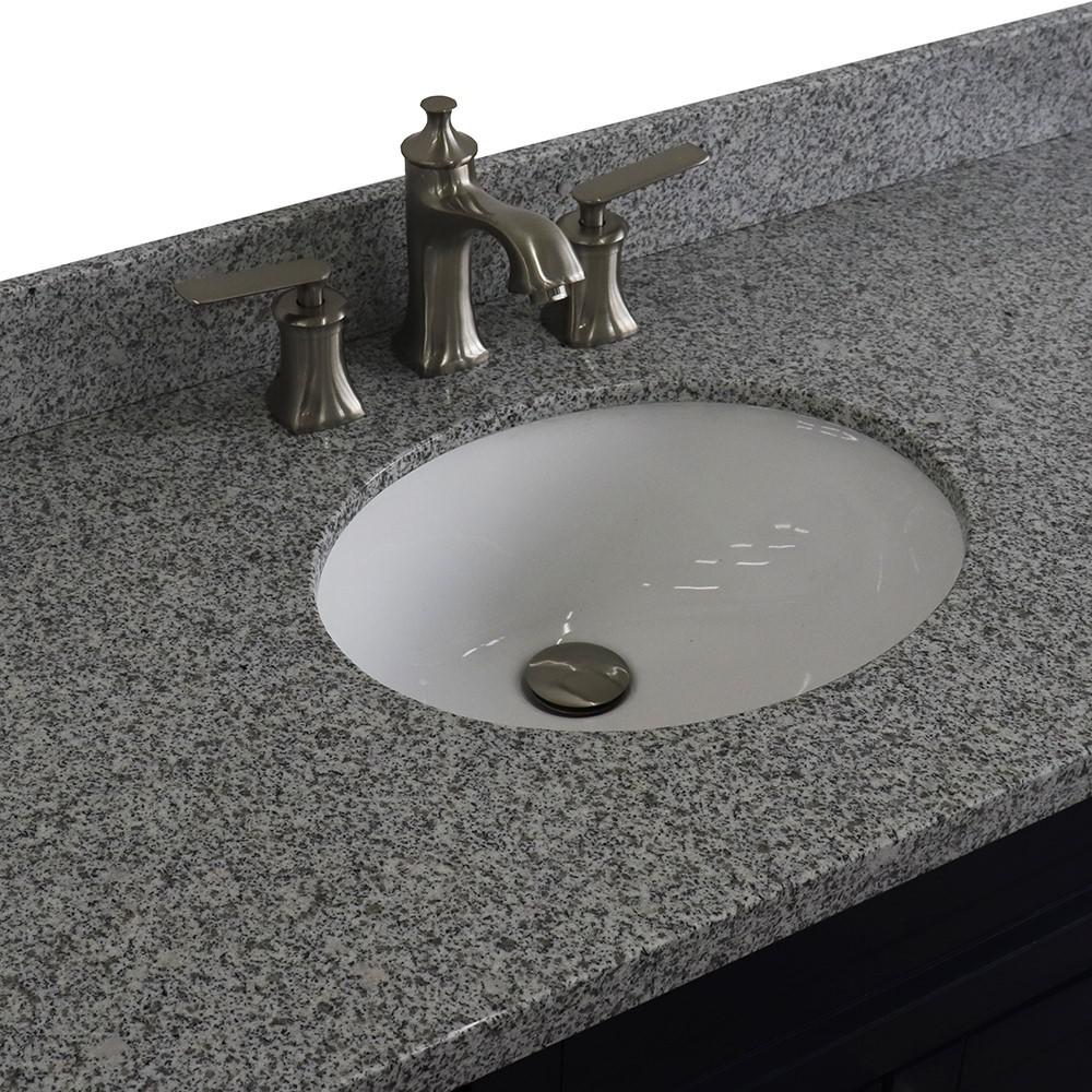 49 Single sink vanity in Blue finish with Gray granite and oval sink. Picture 8
