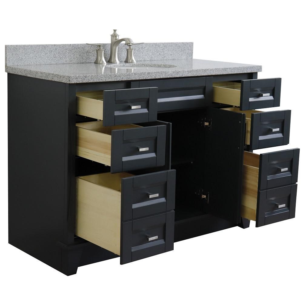 49 Single sink vanity in Dark Gray finish with Gray granite and oval sink. Picture 8