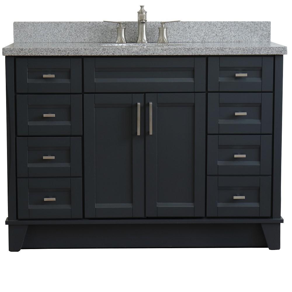 49 Single sink vanity in Dark Gray finish with Gray granite and oval sink. Picture 9