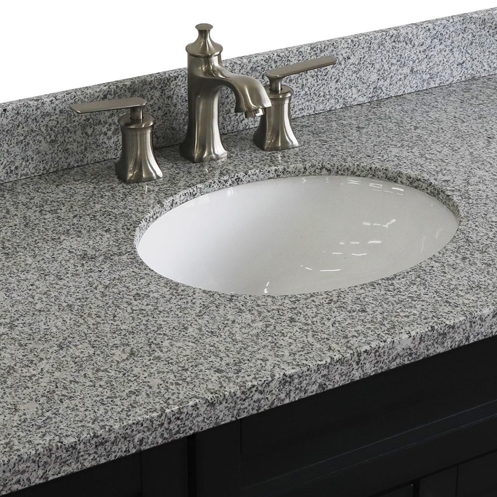 49 Single sink vanity in Dark Gray finish with Gray granite and oval sink. Picture 10