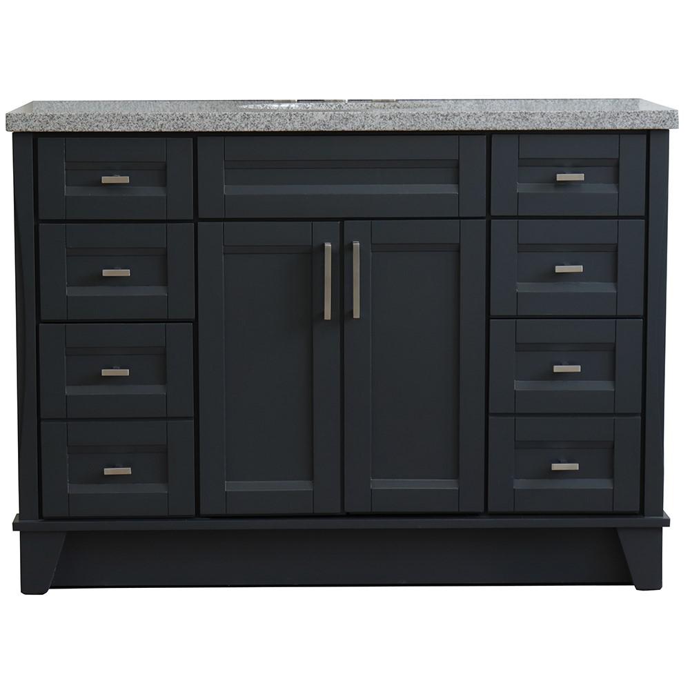 49 Single sink vanity in Dark Gray finish with Gray granite and oval sink. Picture 15