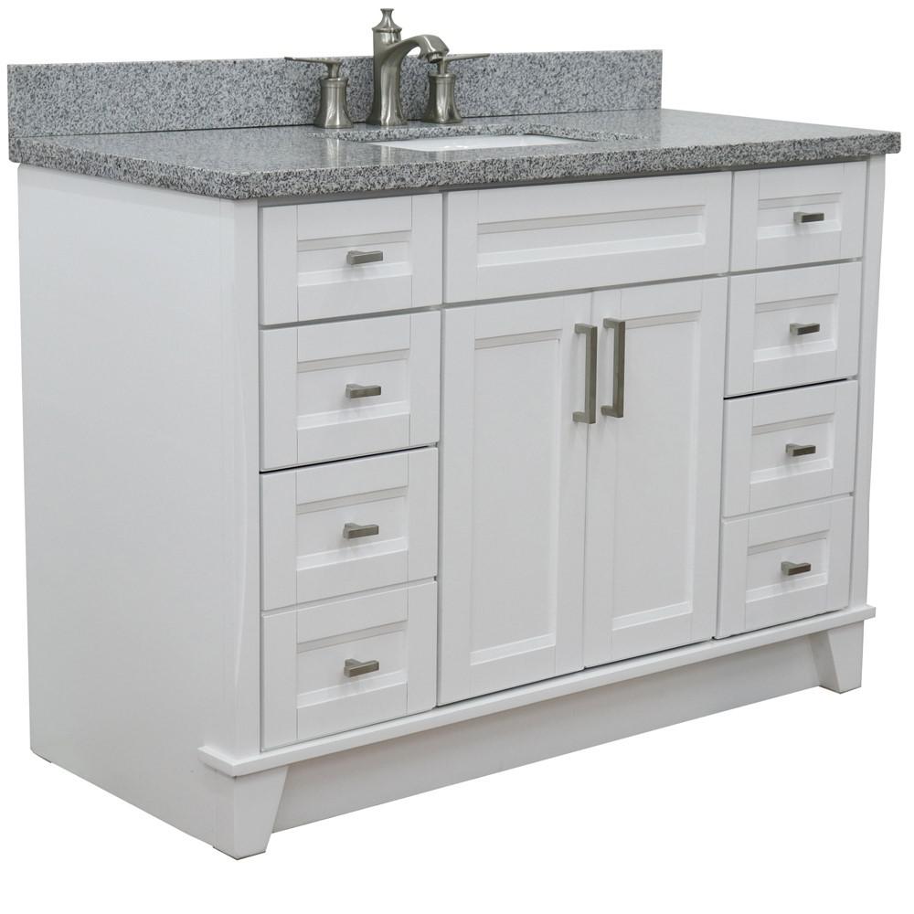 49 Single sink vanity in White finish with Gray granite and rectangle sink. Picture 8