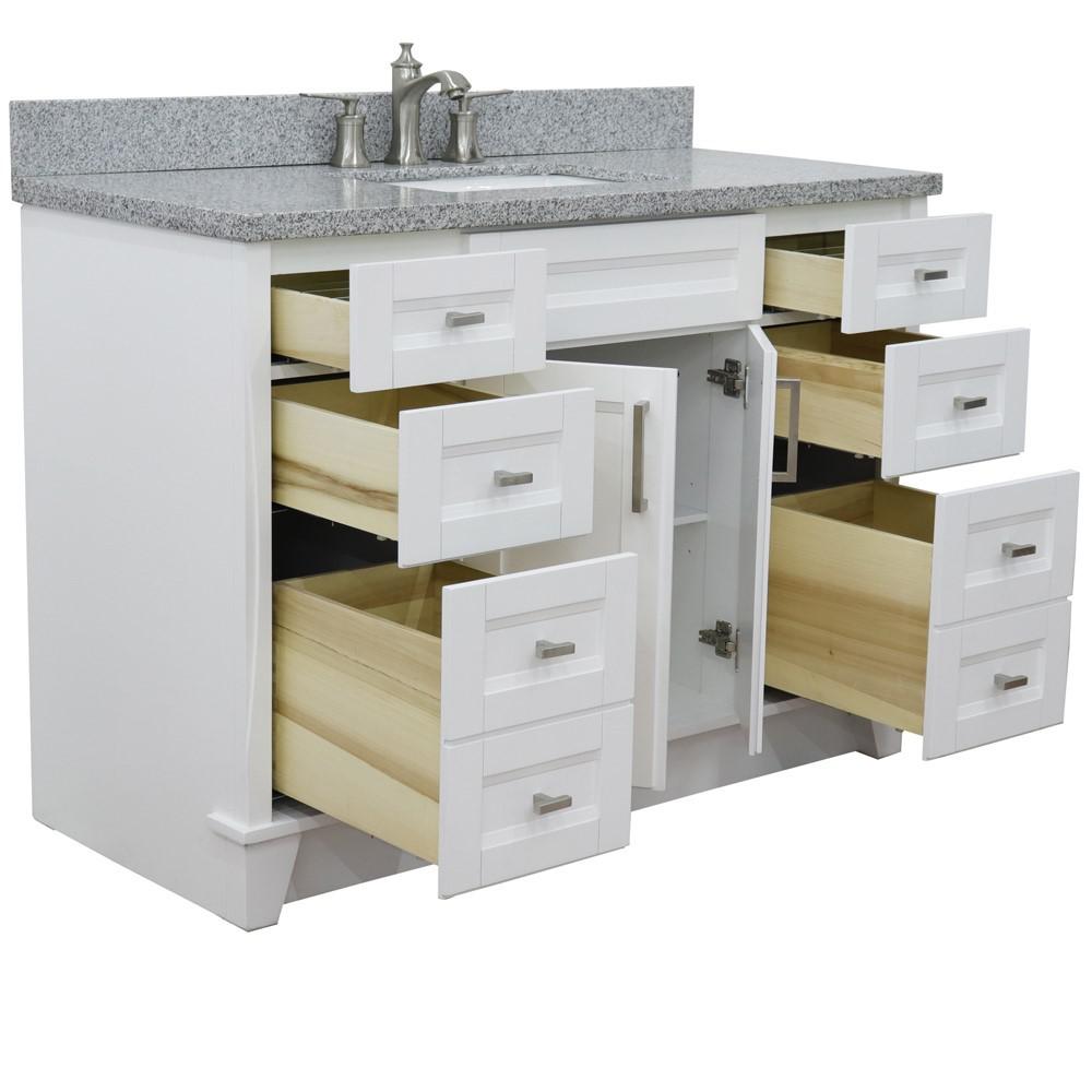 49 Single sink vanity in White finish with Gray granite and rectangle sink. Picture 9