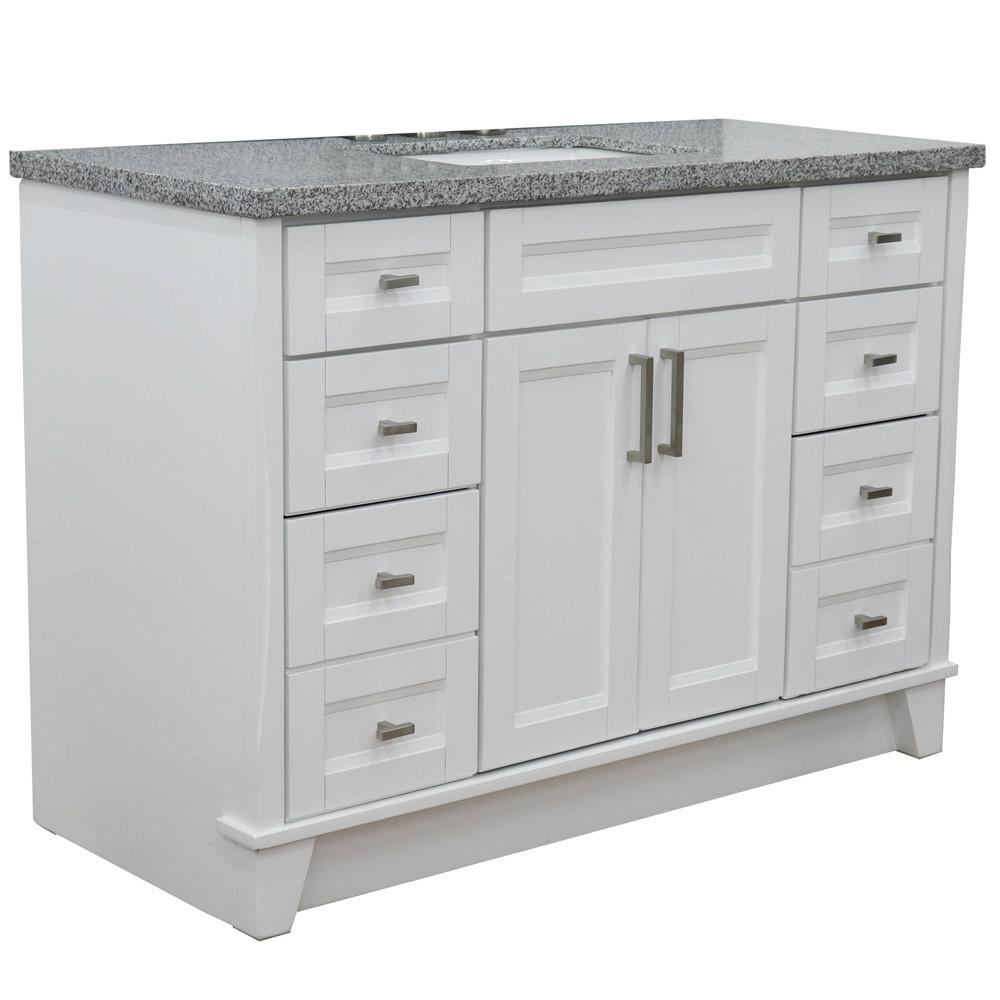49 Single sink vanity in White finish with Gray granite and rectangle sink. Picture 17