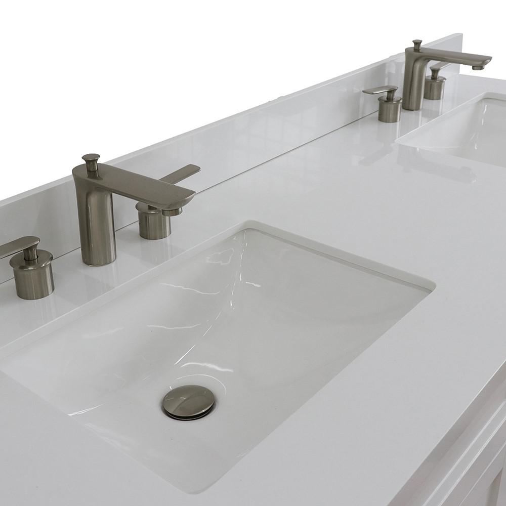 61 Double sink vanity in White finish and White quartz and rectangle sink. Picture 10