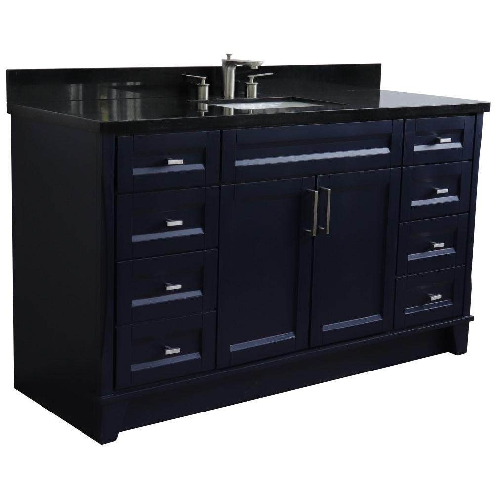 Single sink vanity in Blue and Black galaxy granite and rectangle sink. Picture 6