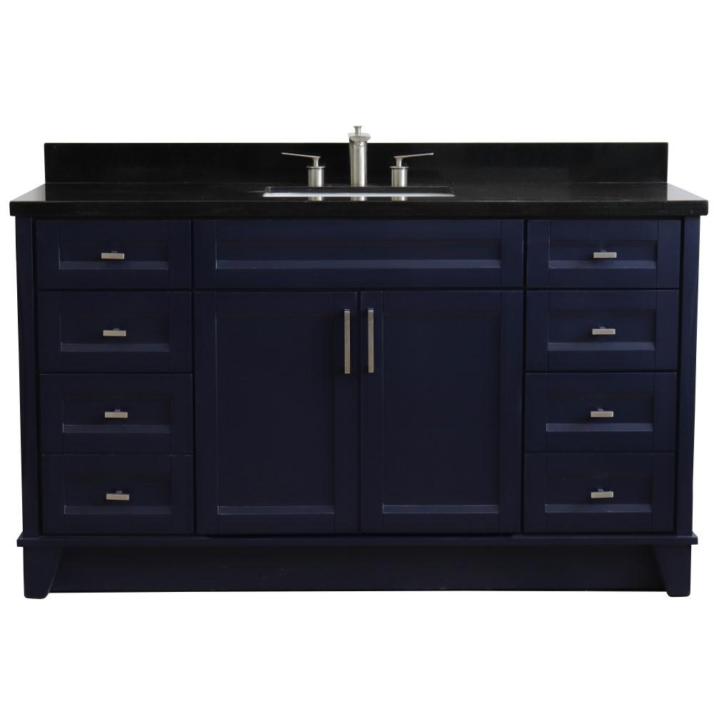 Single sink vanity in Blue and Black galaxy granite and rectangle sink. Picture 8
