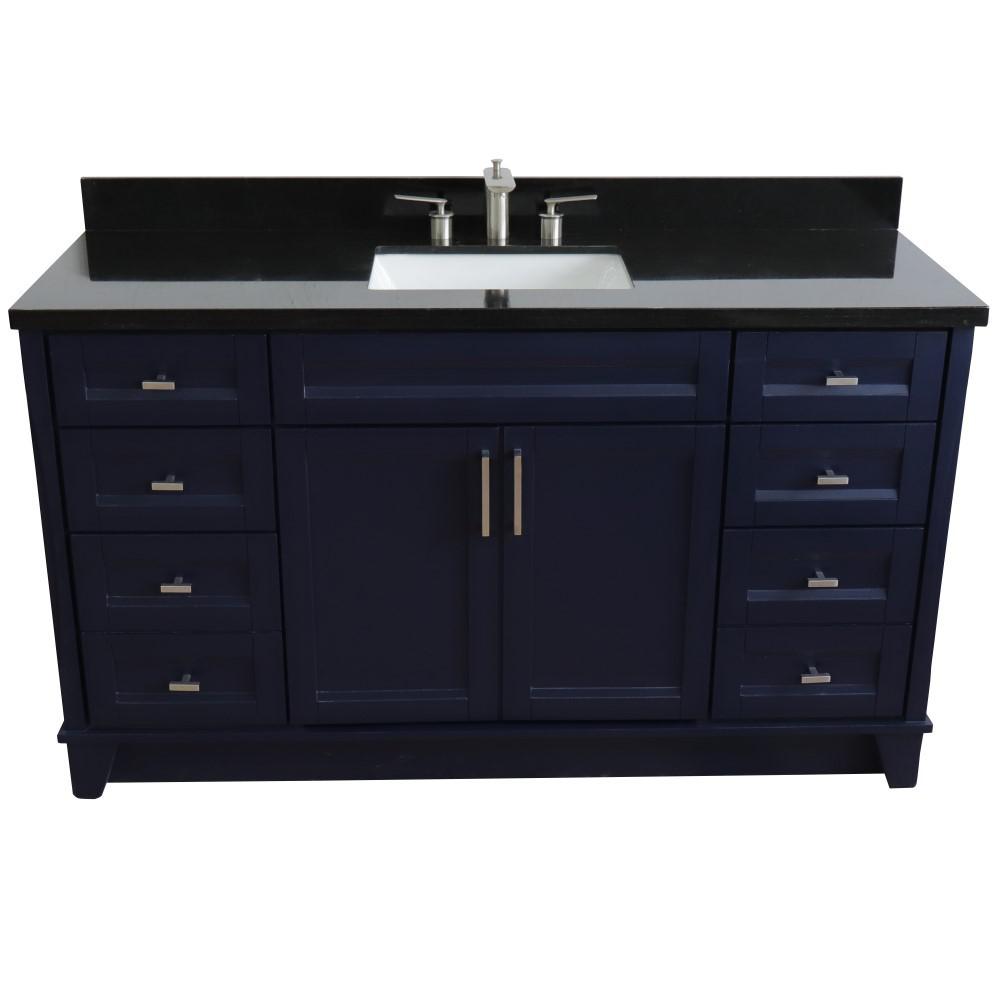 Single sink vanity in Blue and Black galaxy granite and rectangle sink. Picture 10