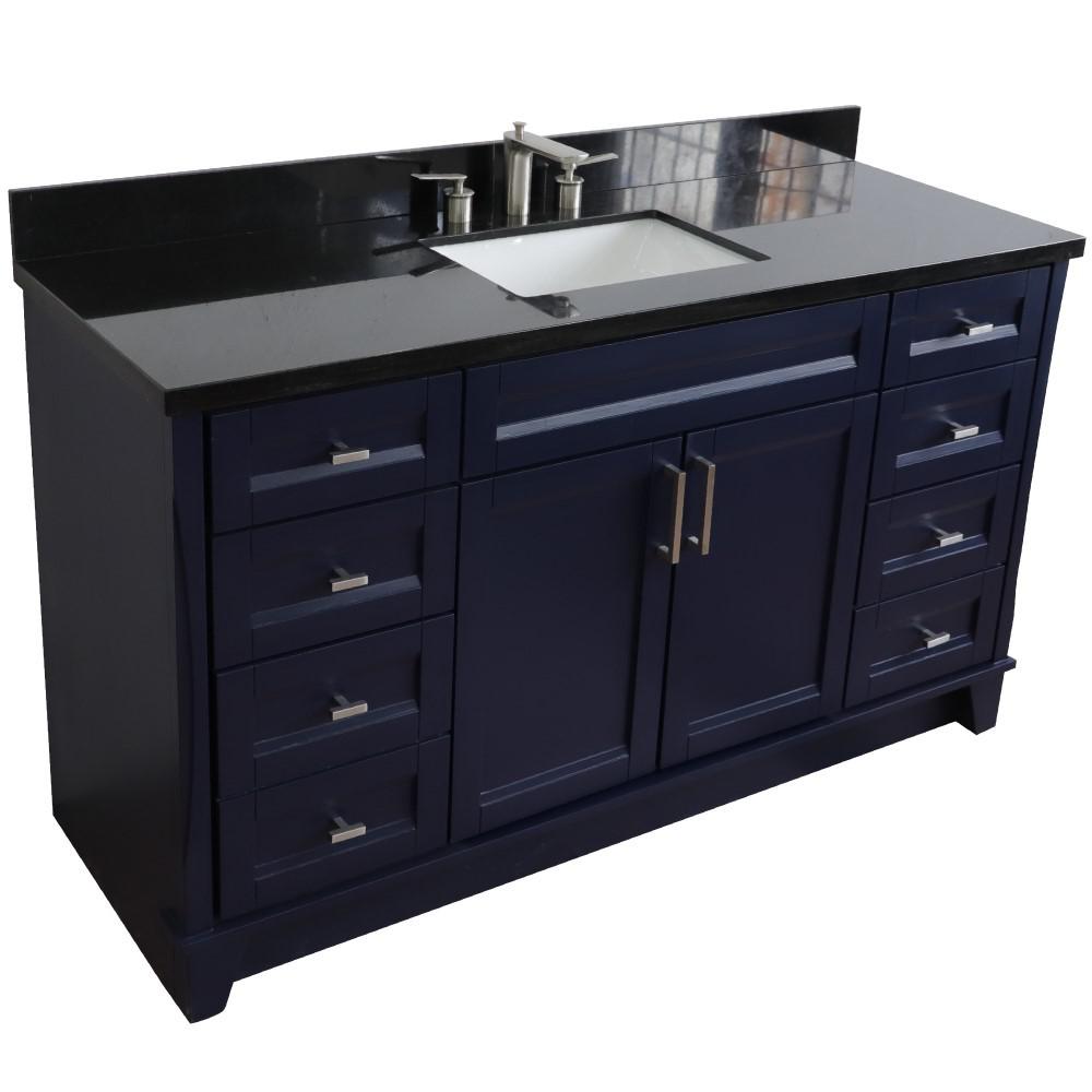 Single sink vanity in Blue and Black galaxy granite and rectangle sink. Picture 11