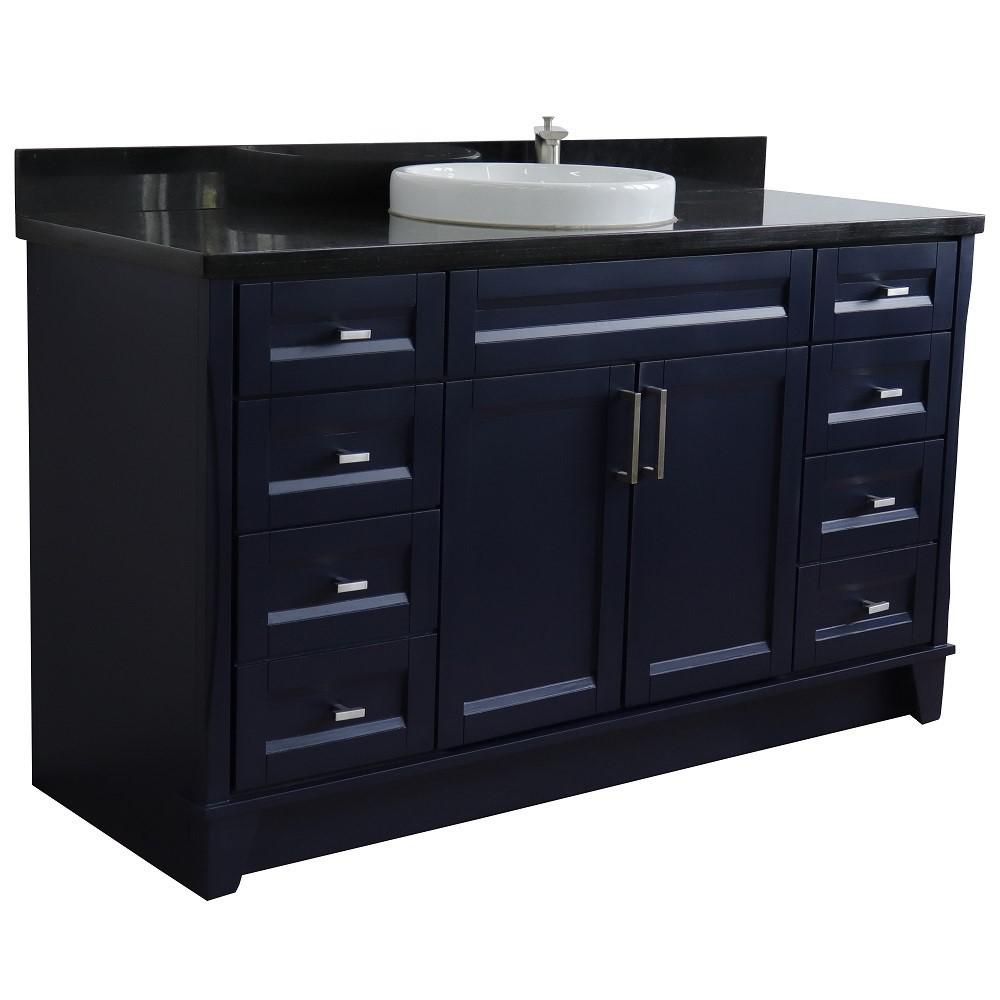 Single sink vanity in Blue and Black galaxy granite and rectangle sink. Picture 19