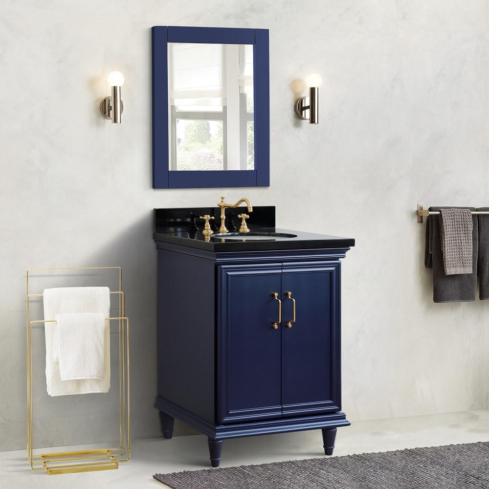 25 Single vanity in Blue finish with Black galaxy and oval sink. Picture 2