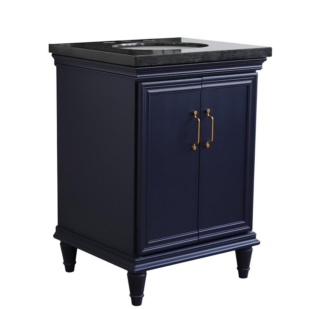 25 Single vanity in Blue finish with Black galaxy and oval sink. Picture 1