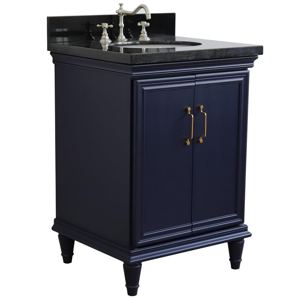 25 Single vanity in Blue finish with Black galaxy and oval sink. Picture 6