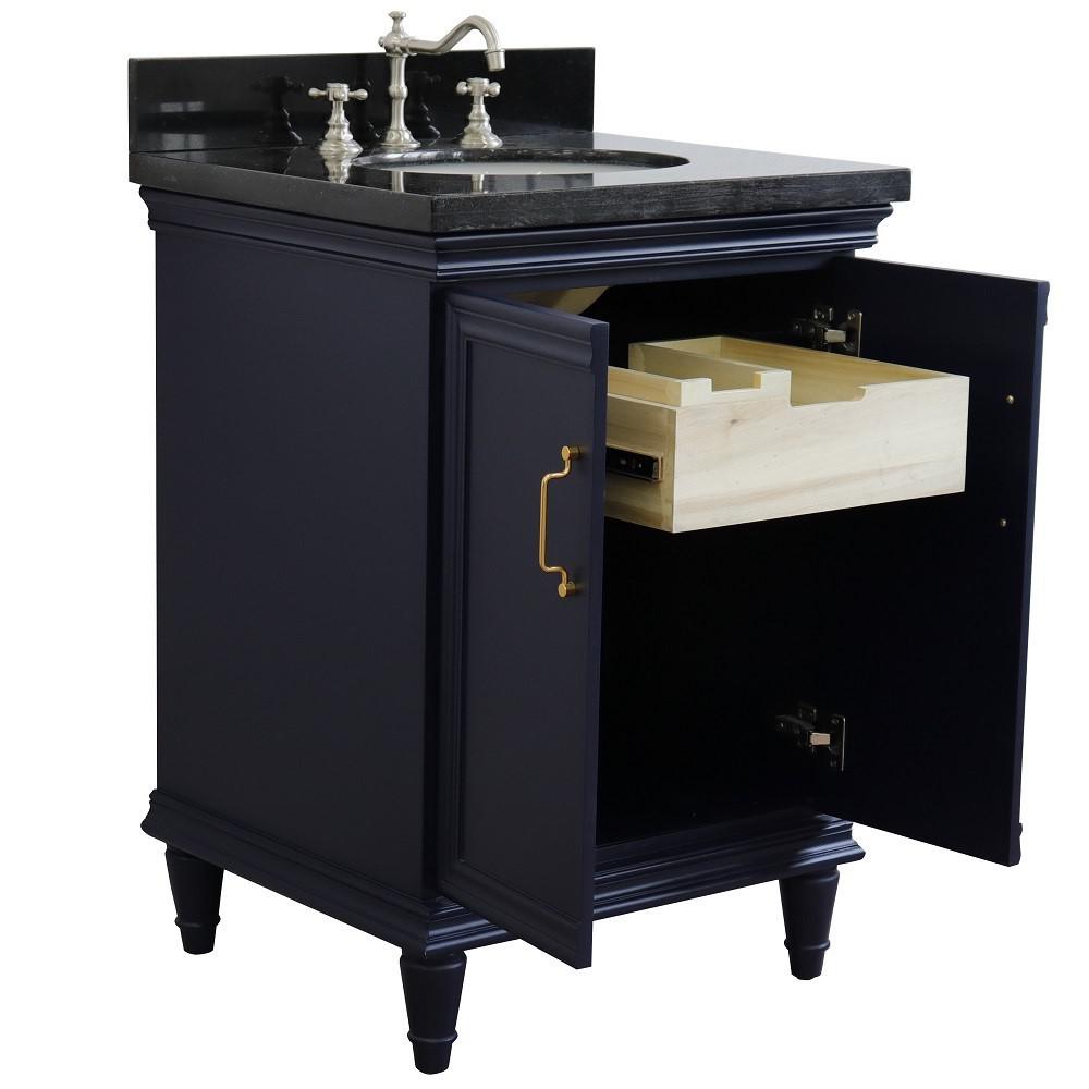 25 Single vanity in Blue finish with Black galaxy and oval sink. Picture 7