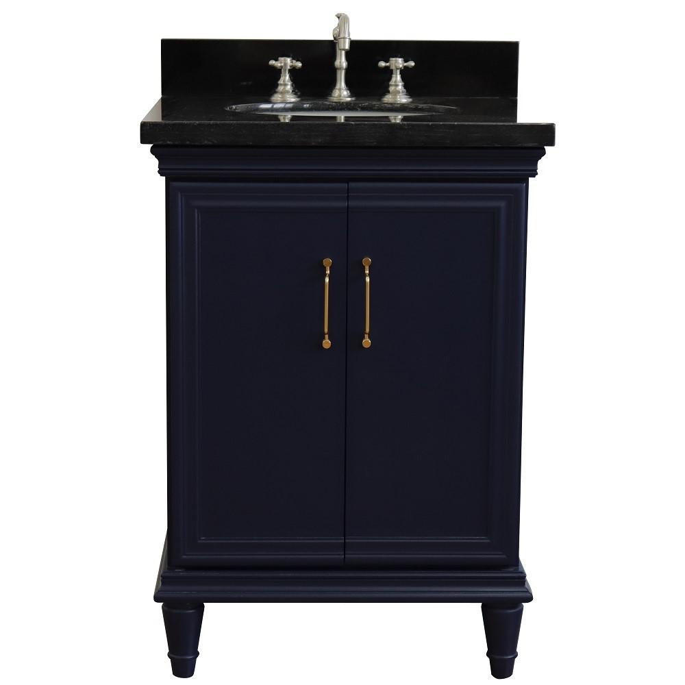25 Single vanity in Blue finish with Black galaxy and oval sink. Picture 8