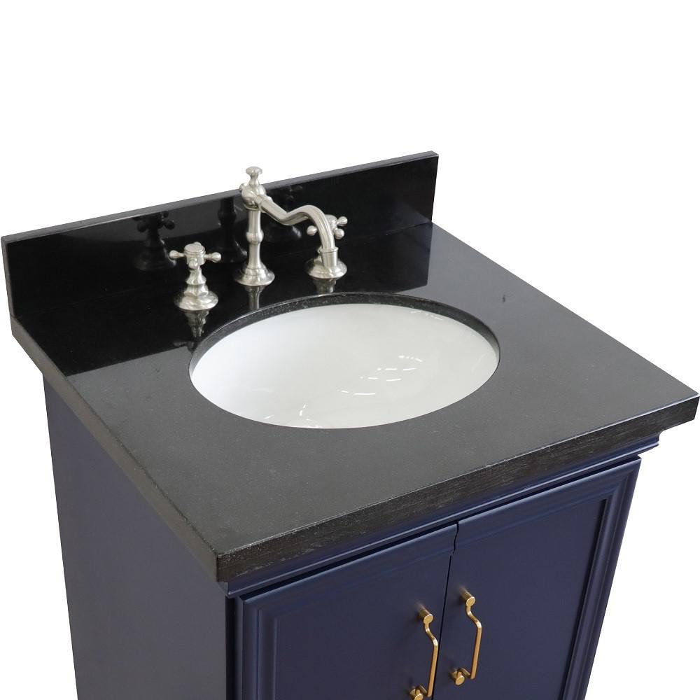 25 Single vanity in Blue finish with Black galaxy and oval sink. Picture 9