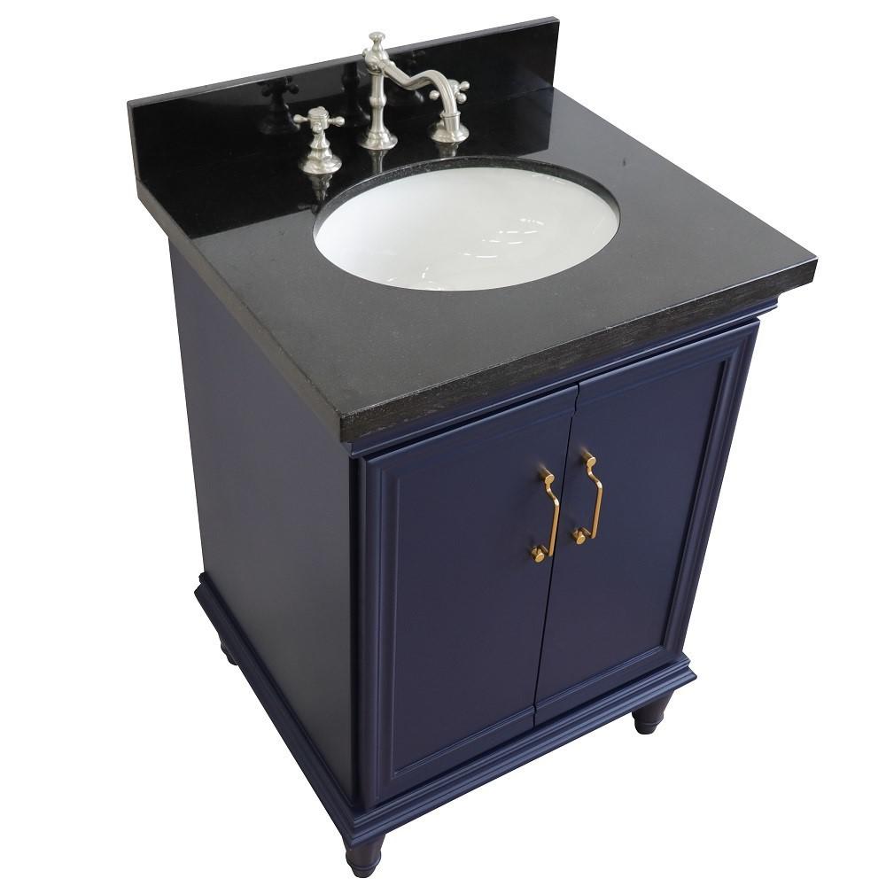 25 Single vanity in Blue finish with Black galaxy and oval sink. Picture 12
