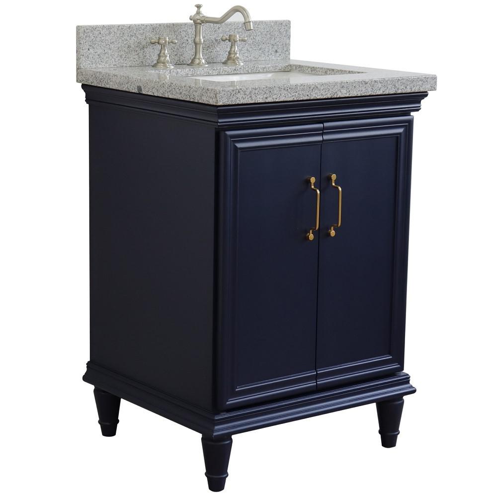 25 Single vanity in Blue finish with Gray granite and rectangle sink. Picture 5