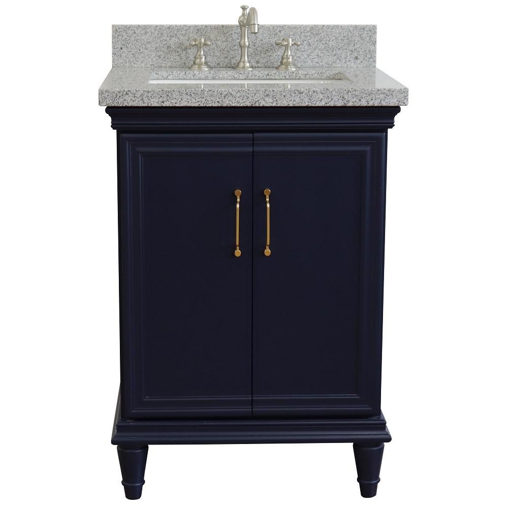 25 Single vanity in Blue finish with Gray granite and rectangle sink. Picture 7