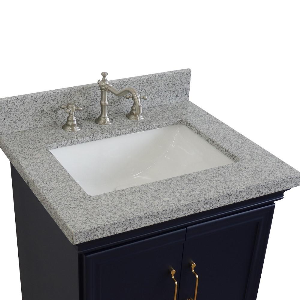 25 Single vanity in Blue finish with Gray granite and rectangle sink. Picture 8