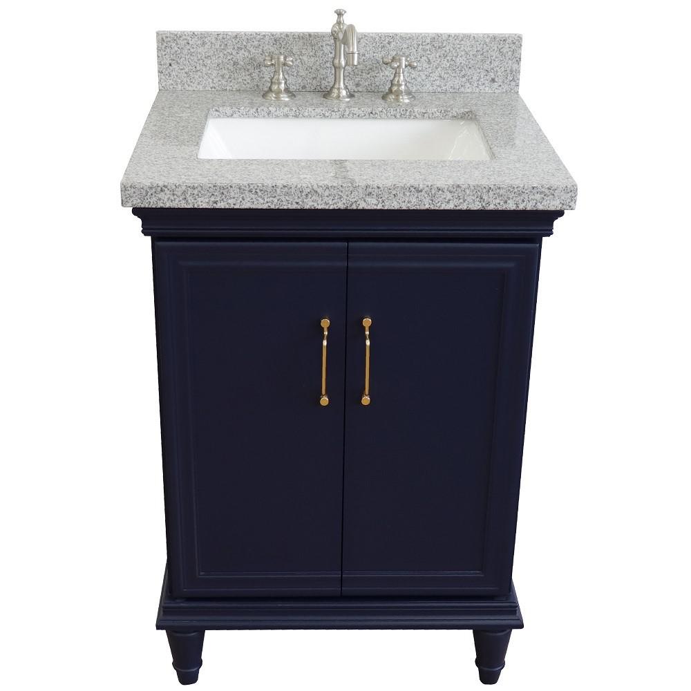 25 Single vanity in Blue finish with Gray granite and rectangle sink. Picture 10