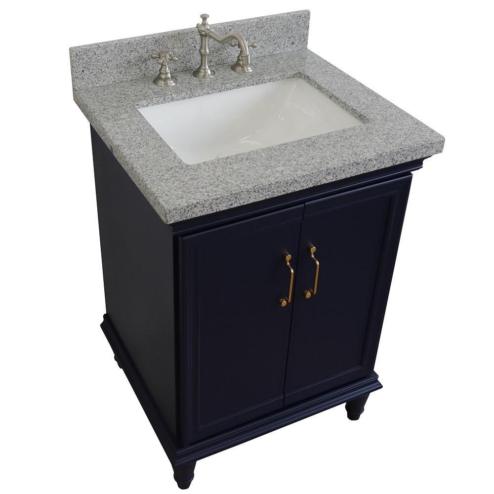 25 Single vanity in Blue finish with Gray granite and rectangle sink. Picture 11