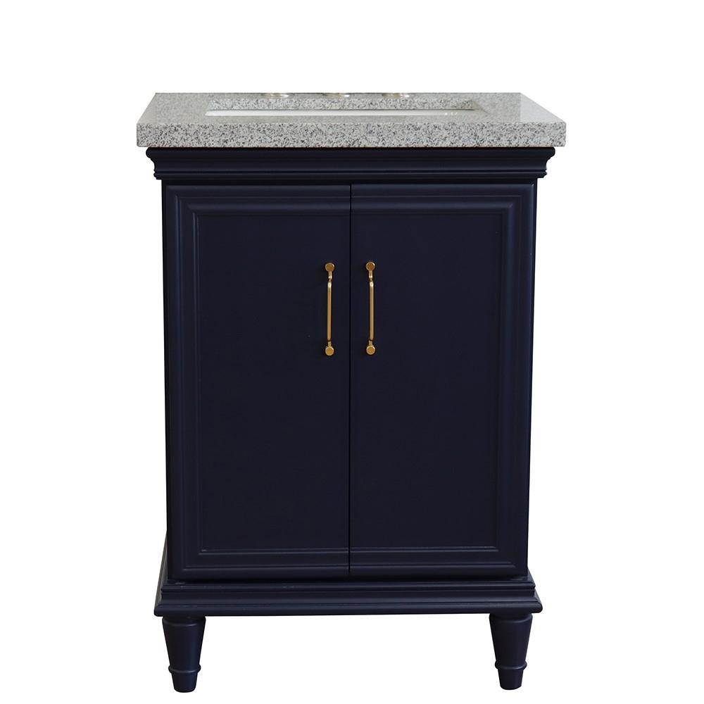 25 Single vanity in Blue finish with Gray granite and rectangle sink. Picture 13