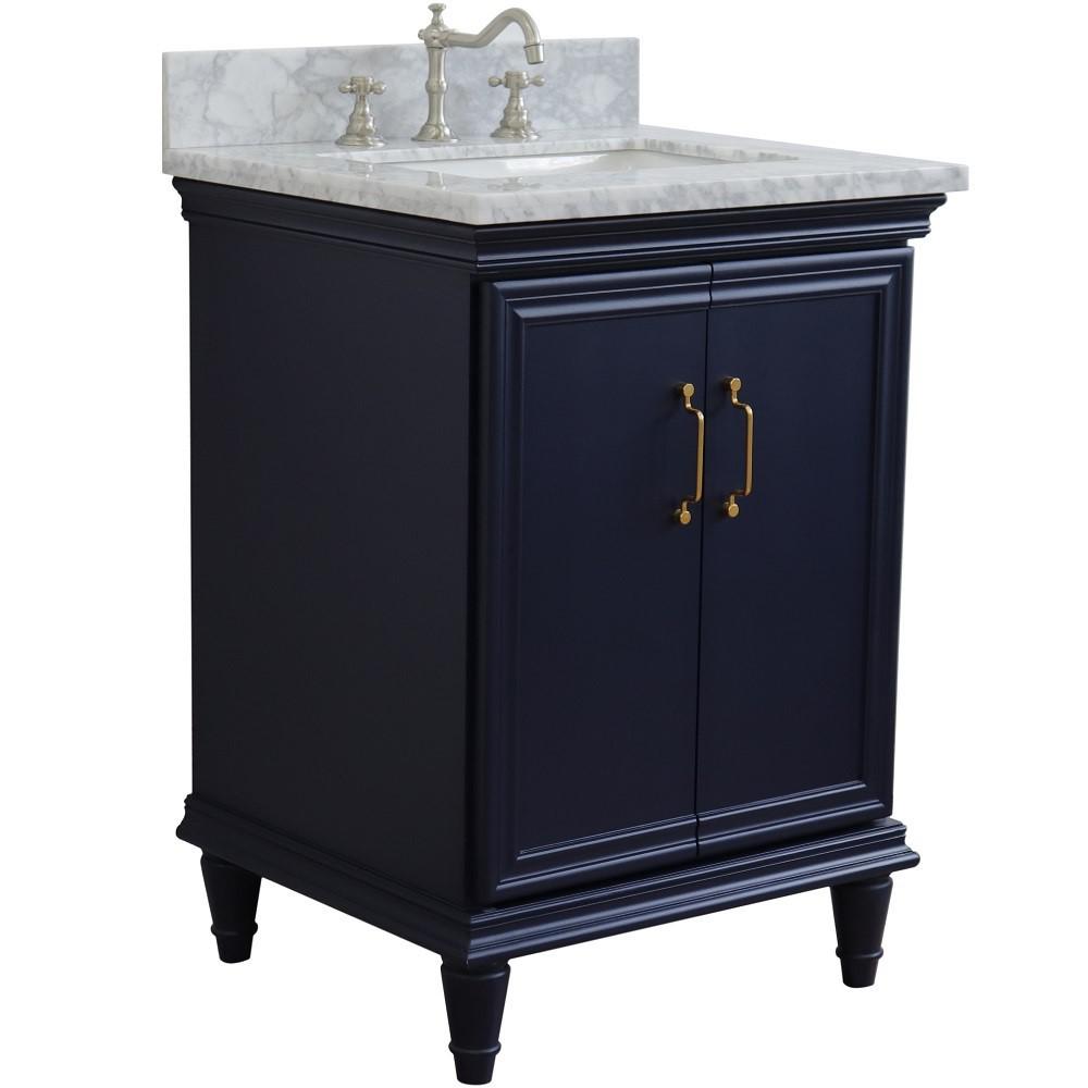 25 Single vanity in Blue finish with White Carrara and rectangle sink. Picture 5