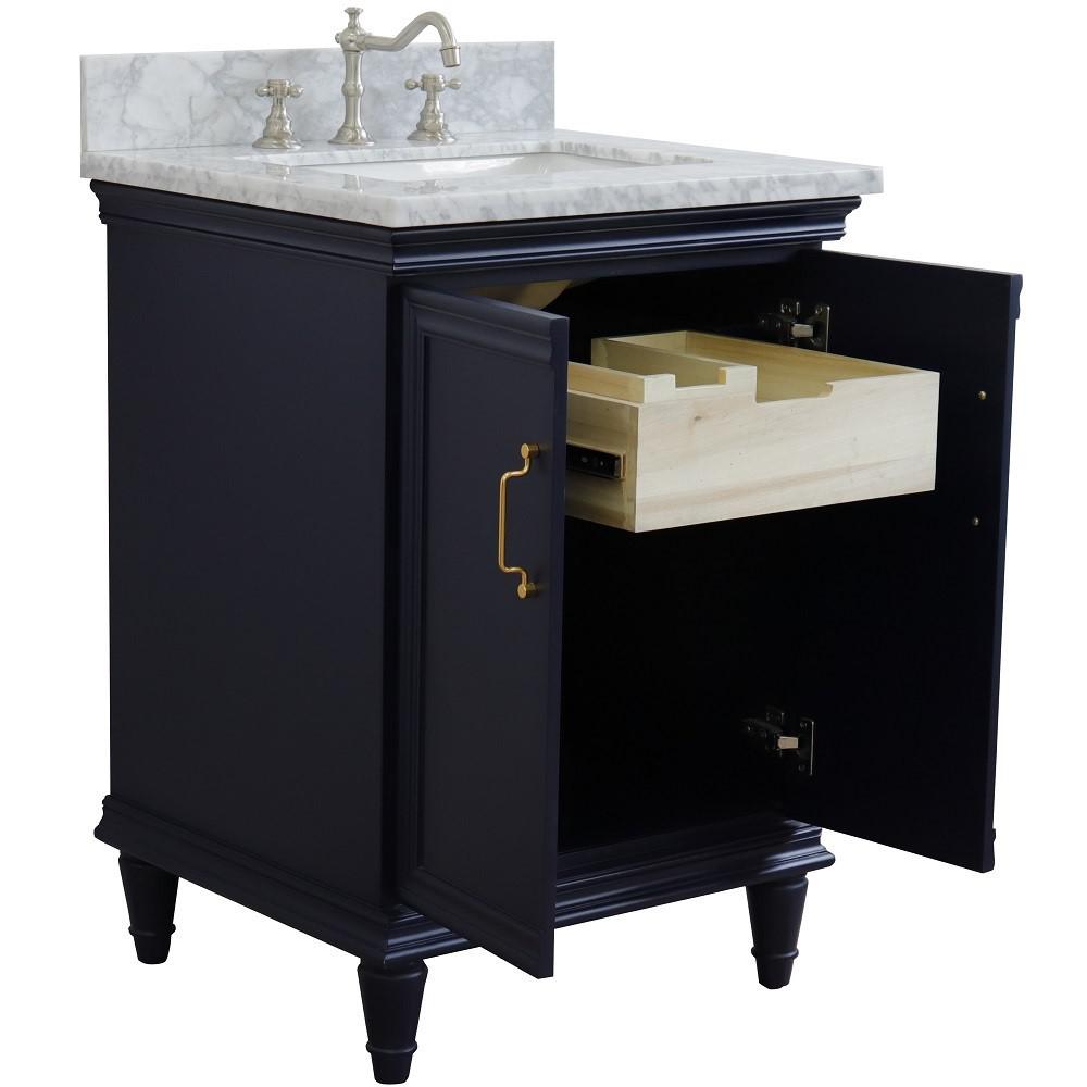 25 Single vanity in Blue finish with White Carrara and rectangle sink. Picture 6